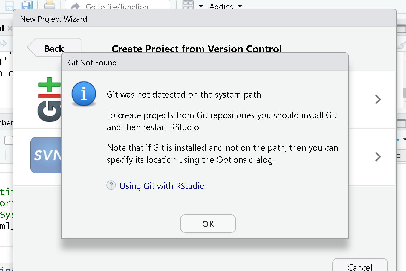 Git not detected on system path