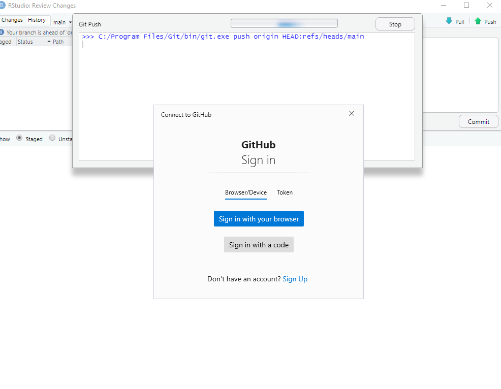 sign in GitHub Windows